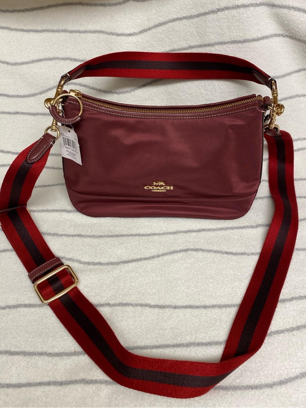 Coach Ellis Nylon Crossbody with Adjustable Striped Strap